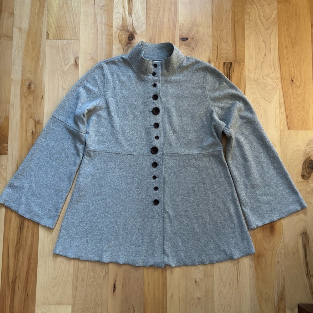 Soft Surroundings Buttoned Gray Sweater Tunic Jac… - image 1